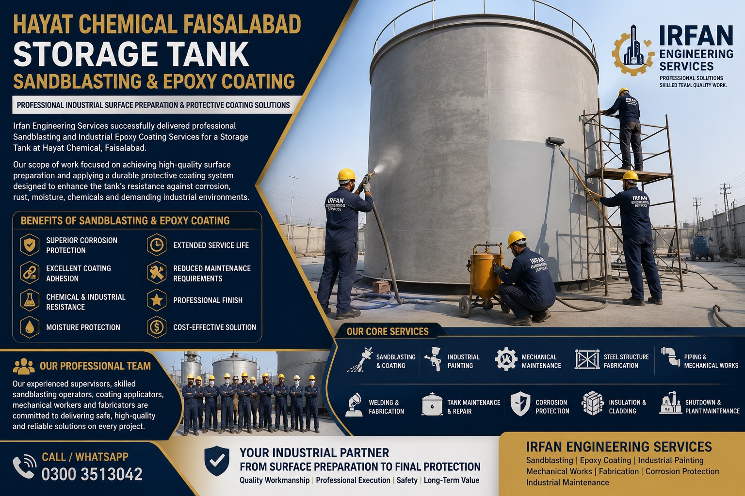 Hayat Chemical Faisalabad | Storage Tank Sandblasting & Epoxy Coating